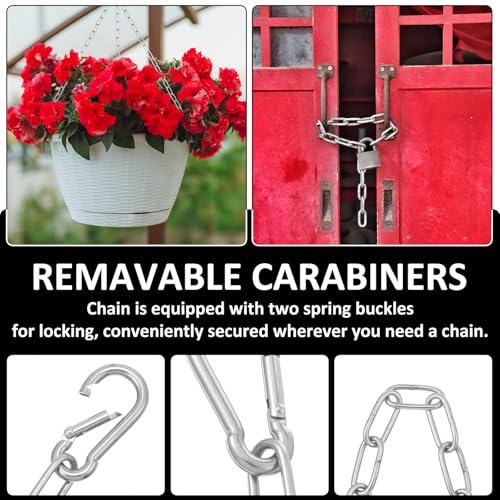 JJUNW 2 Stück Edelstahl Ketten mit Karabiner, 0.5m Kette Edelstahl Stahlkette, Metallkette Gliederkette 3mm Kettenglieder für Zauntore Käfigtore Haustiere Gartentore Vogelkäfig