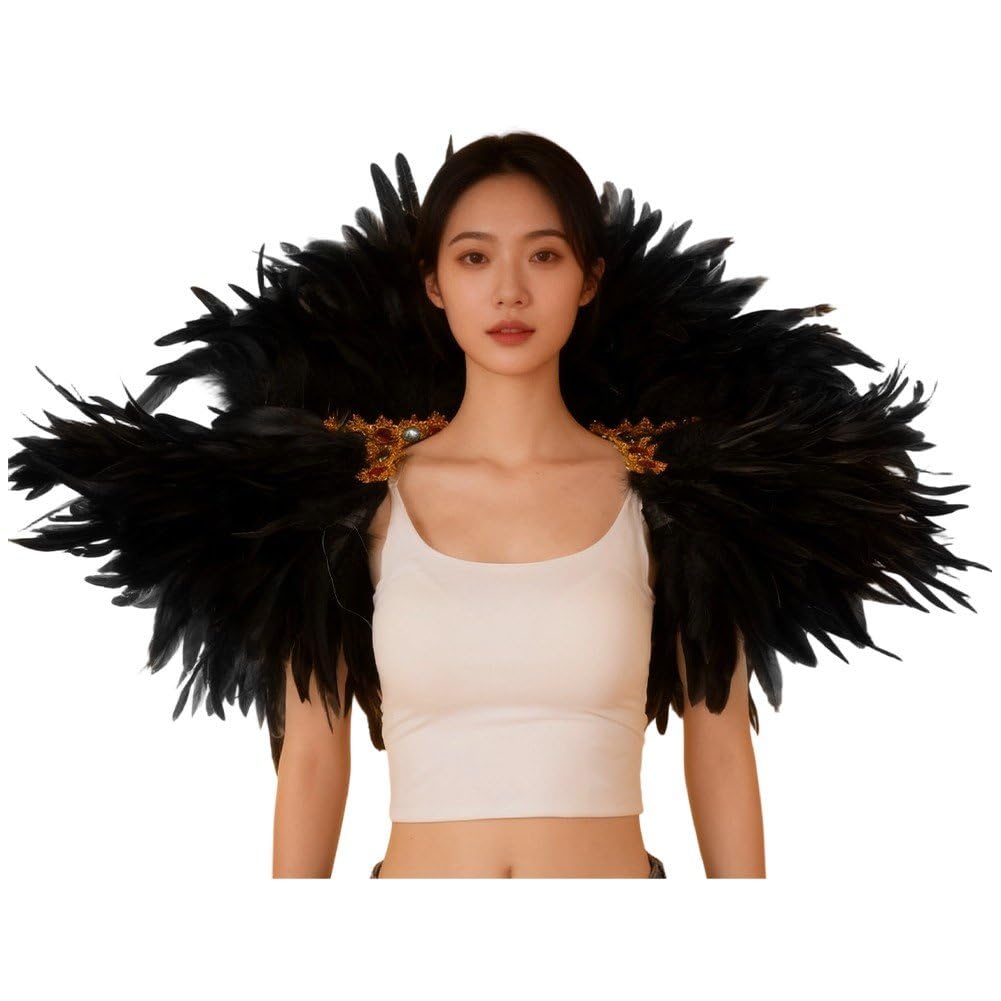Châle en plumes d'Halloween Hrippy : cape gothique pour cosplay