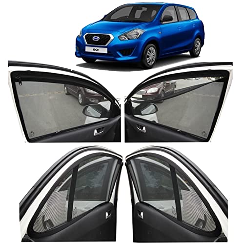 Image of Autofact Magnetic Car Sunshades Compatible with Nissan Datsun Go Plus (Set of 4) - Easy Installation, UV Protection, Keeps Car Cool (Front 2 with Zippers for Easy Access, Rear 2 Without Zippers)