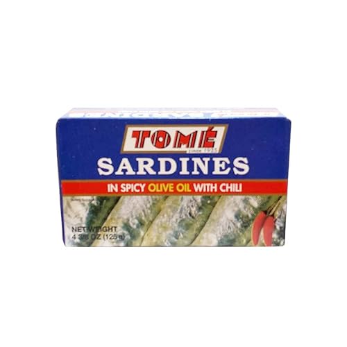 Miniatura 8 de 4 paquetes de sardinas Tomé (en aceite de oliva picante con chile) 4.41 oz Ea