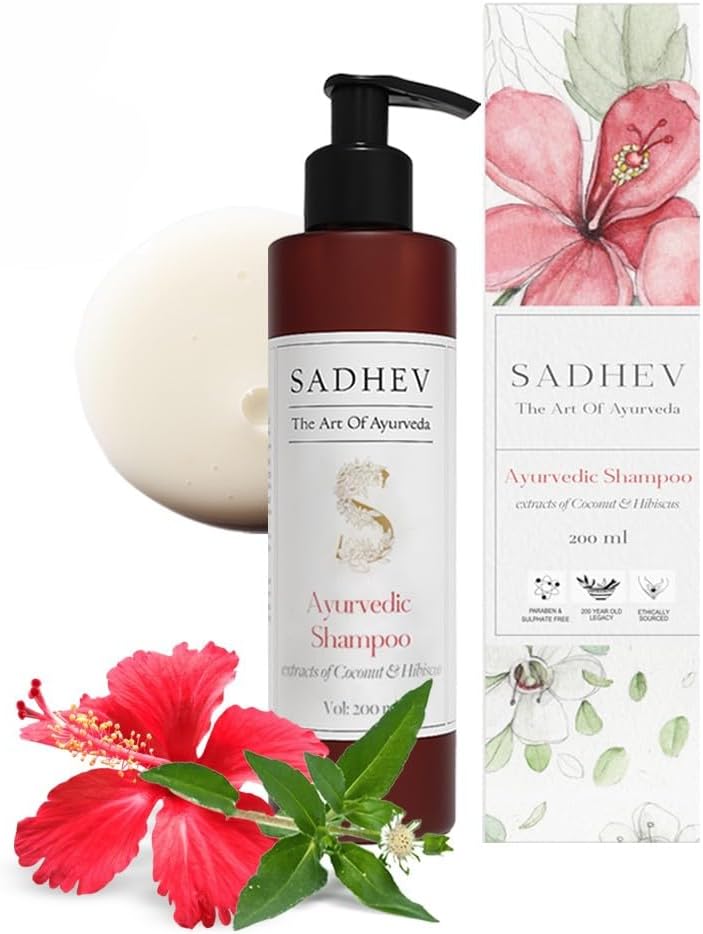 Ayurvedic Shampoo With Bhringraj, Hibiscus, Amla | Controls Hairfall, Stimulates Hair Regrowth | For Dry & Frizzy Hair | Adds Volume & Shine (200 ml)