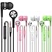 A12 Headphones Earphones Earbuds Earphones, Noise Islating, High Definition, Stereo for Samsung, iPhone,iPad, iPod and Mp3 Players（Black, White, Green, Pink (Black+White+Pink+Green 4pairs)