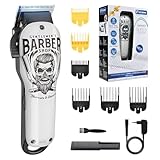 BESTBOMG Cortapelos Profesional Hombres, Máquina Cortar Pelo Kit Cuchilla de Titanio y Cerámica 6 Peine-guía, Cortadora de Pelo Batería Recargable de Litio 2000mAh (Y4 Blanco)