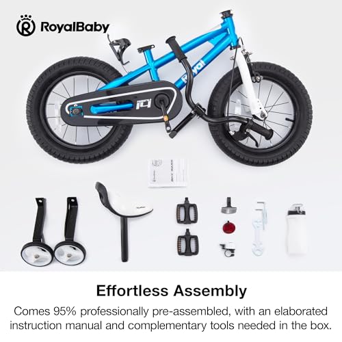 Image of RoyalBaby Bicycle for Kids Cycle for 3-5 Years Boys & Girls 12 Inch | Training Wheels | Adjustable Seat | 1 Year Warranty | Blue