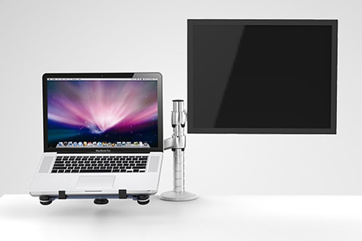 Supporto universale da tavola a due bracci per i monitor del computer e notebook, regolabile, inclinabile, in alluminio Laptop e monitor Laptop & Monitor