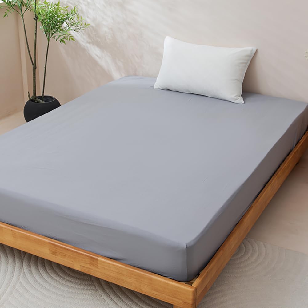Fitted Sheet, Queen, Bed Sheet, Mattress Cover, Breathable, Quick Drying, Wrinkle Resistant, Soft, Lightweight, Sheet Cover, Fade Resistant, All Seasons, Hotel Style, Elastic Band All Around, Dust Mite Resistant, Queen, 63.0 x 78.7 Inches (160 x 200 cm), Gray