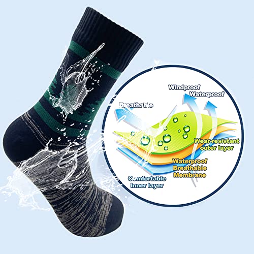Fullsheild Waterproof Socks, Unisex Breathable Hiking Socks Outdoors Running Cycling Sports Sock Tree Design 1 Pair Brown Large #TOP2