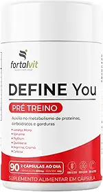 DEFINE - Morosil + Spirulina, Cafeína, Café Verde, Picolinato de Cromo, Psyllium, Arginina e Quitosana, 90 Cápsulas, Fortalvit
