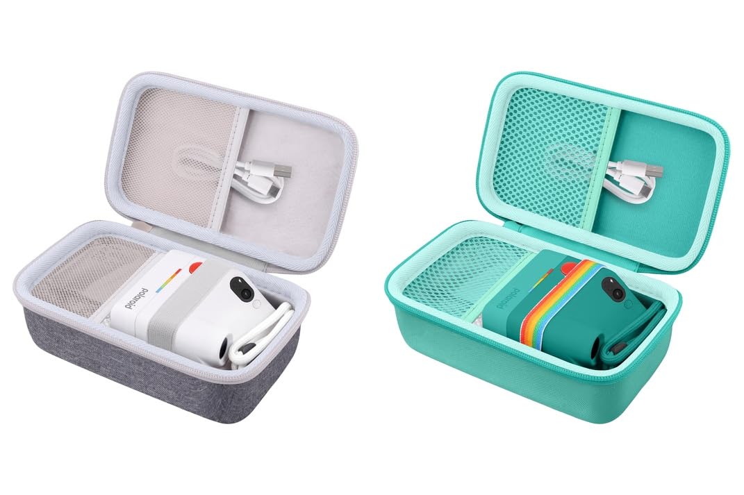 Khanka Custodia per Polaroid Go Gen 3/Gen 2/Go Mini - Grigio + Verde menta