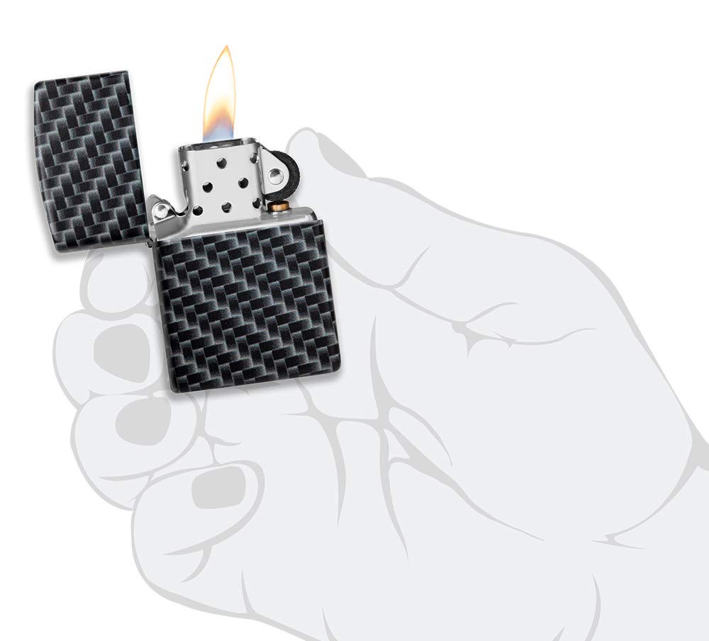 Accendino Zippo Antivento In Fibra Di Carbonio – Stampa A Colori 540° – Ricaricabile, Made In USA, Confezione Regalo - copertina