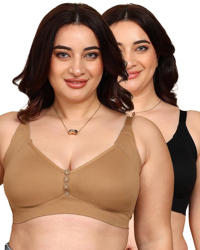 komli Bonded Cotton Non-Padded Minimiser | M-Frame Design | Full Coverage | Wire-Free | Reduces The Appearance by 1 Cup Size | Pack of 2 |-picture-38