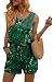 DouBCQ Womens Summer Casual Sleeveless Jumpsuits Romper Leaf Green XL
