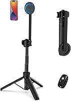 Vista 1 de PHOPIK Trípode magnético para teléfono selfie stick de 35 pulgadas, trípode extensible para teléfono con zapata fría y control remoto, compatible