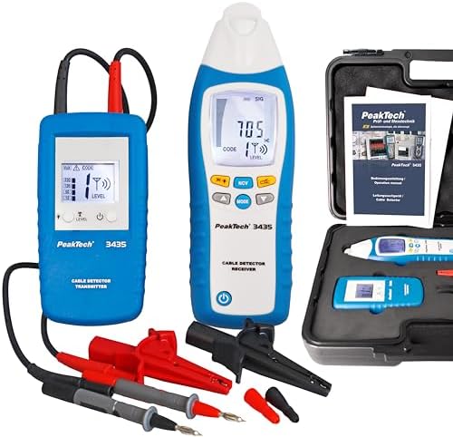 PeakTech 3435 - Profi Leitungssuchgerät Leitungssucher Detektor 2m Tiefe | Spannungsprüfer berührungslos - für Kurzschlüsse und Sicherungen - für Elektroinstallation