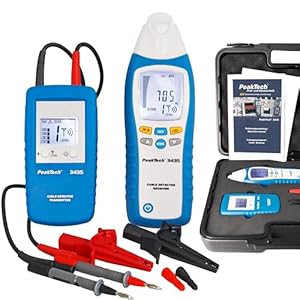 PeakTech P 3435 Leitungssuchgerät mit Sender & Empfänger bis 2m Empfangstiefe [3 Jahre Garantie] Spannungsprüfer berührungslos für Kurzschlüsse, Sicherungen - Leitungssucher für Wände, Decken
