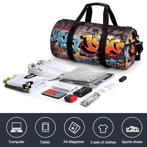 Graffiti Hip Hop Gym Bag for Men Women Water Resistant Duffle Bag Travel Lightweight Bag for Travel Sports4