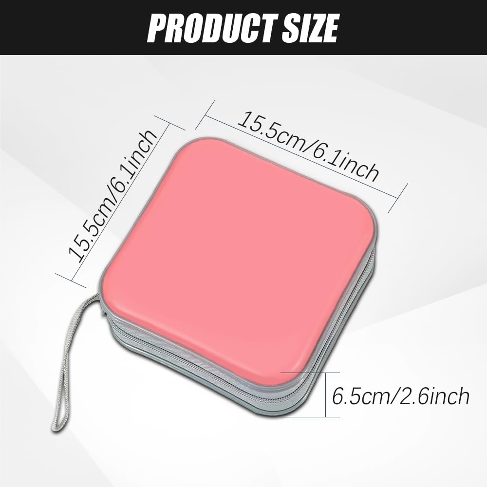 Hard Plastic CD Case 48 Capacity, Portable Zipper DVD Storage Wallet, Large Capacity Disc Holder Organizer for Car Home Travel image 2