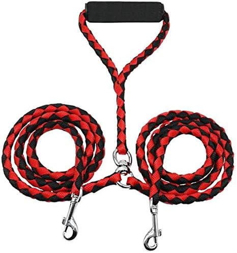 ADOGO® Dog Lead Splitter,No-Tangle Double Dog Leash for Walking and Traning 2 Dogs (Red & Black)