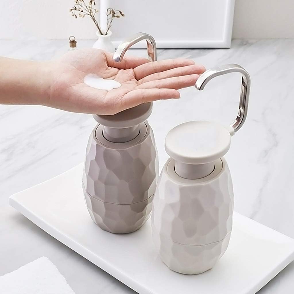 Day and Night Collection White and Grey with Gold Stripe Liquid Soap Dispenser with Brushed Metal Gold Pump for Bathroom, Bedroom or Kitchen. Also Great for Hand Lotion(OneColor)