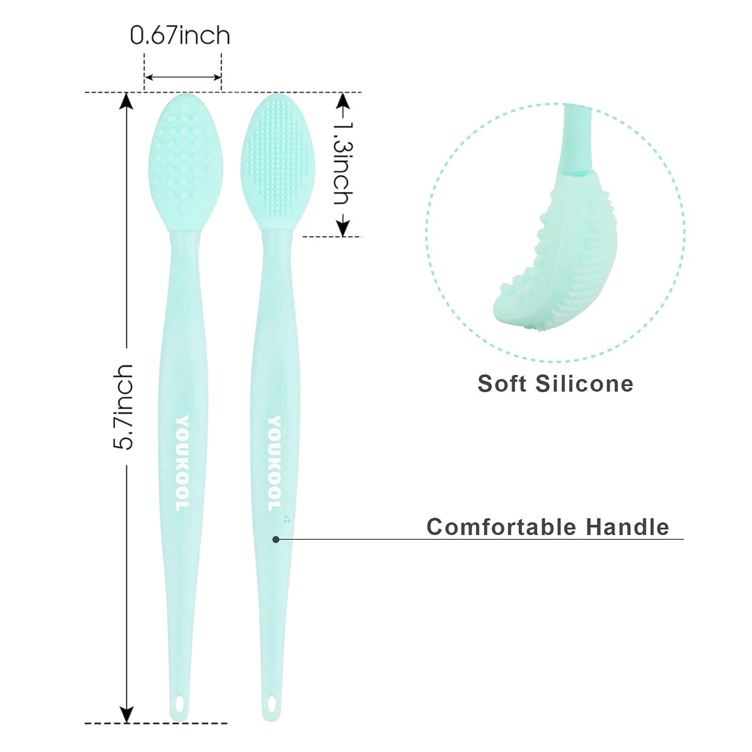 Lip Scrub Brush,Double-Sided Silicone Exfoliating Lip Brush Tool for Smoother and Fuller Lip Appearance,Green,2pcs