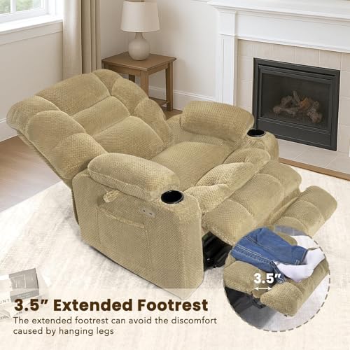 Sillón eléctrico reclinable beige con tela peluche miniatura 6