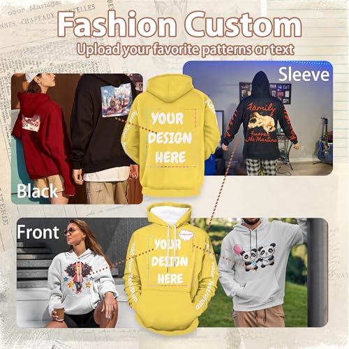 Custom Hoodies Personalized Sweatshirt Add Your Text Photo,Autumn Winter Custom Graphic Hoodie Pullover Hoodie for Women Men2