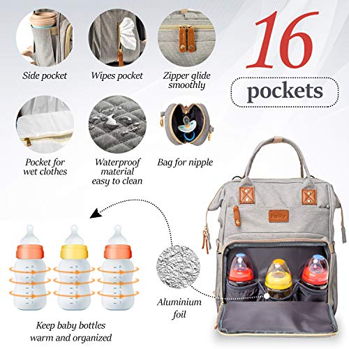image for Felity All in 1 Portable Diaper Bag Backpack Waterproof with USB Charg