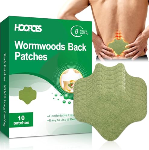 Image of HOOPOES Back Pain Relief Patches | Fast Acting Herbal Patch for Lower & Upper Back Pain, Muscle Strain & Sciatica Support | Hot & Cold Therapy | Long Lasting 8-12 Hours | Easy Peel & Stick (10 Patches)