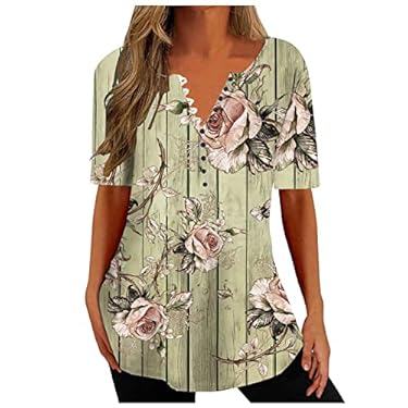 AMAZON - Womens Summer Tops 2023, Dressy Casual Button Down Shirt Floral Print V Neck Short Sleeve Blouse 2023 Trendy My Orders 2023, 2023 Gift Cards Amazon Ecard
