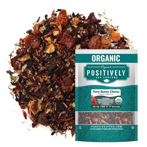 Image of Organic Positively Tea Company, Very Berry Citrus, Herbal Tea, Loose Leaf, 4 Ounce