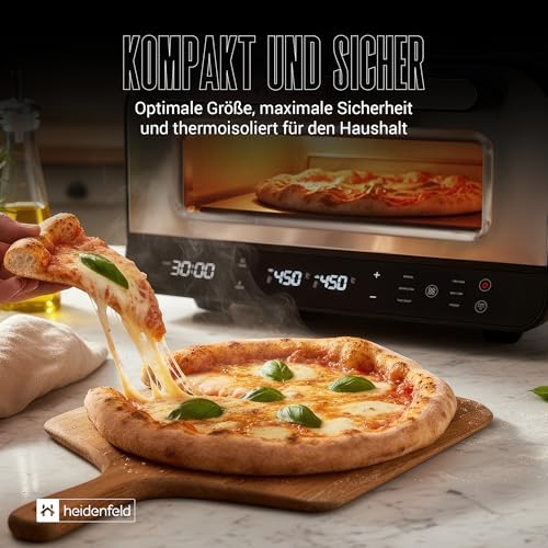 Bild 5 - Heidenfeld Pizzaofen | 1850 Watt bis 450°C - Backofen inkl. Pizzastein & Pizzaschieber - Pizzaofen elektrisch - Pizza Ofen - Elektrischer Pizzabackofen - Pizza Maker - Pizzamaker - Steinofen
