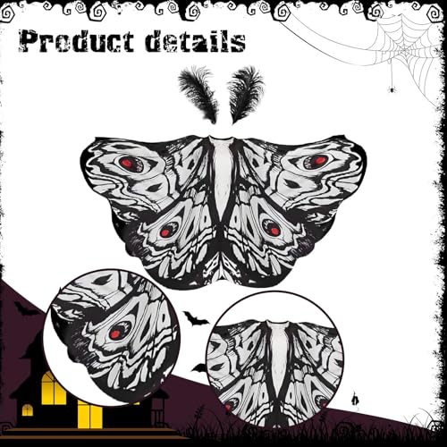 Cape papillon adulte en polyester avec coiffe pour carnaval