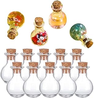 Kapoki Wishing Bottles Glass, 10pcs Miniature Glass Bottles With Cork - Mini Empty Clear Glass Wishing Bottles Vials For DIY Arts Crafts Decoration, Storage Accessories