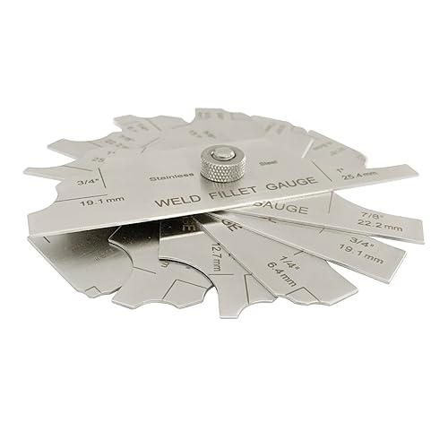 Miniatura 5 de Juego de calibradores de soldadura de filete de 7 piezas, métrico y pulgadas + calibre V-WAC con borde de mordida de acero inoxidable + calibre de