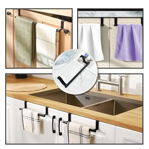 Türhandtuchhalter,Geschirrtuchhalter Edelstahl Türhandtuchhalter Küche,Spültuchhalter, zum einhängen,(kein Bohren erforderlich) Zum Aufhängen von Handtüchern,24cm lang Schwarz.