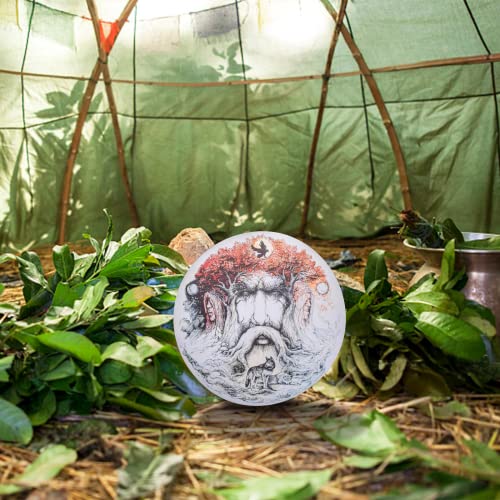 FIRLAR Shaman Drum,10 Inch Shaman Hand Drum With Drum Stick, Instrumental Shaman Alchemy Moon Drum, Sound Healer Shaman Drum For Spiritual Music, Reflection Meditation (wolf2)
