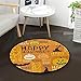 Produktbild Marlon Kitty Happy Halloween Orange Nahtlose Fledermäuse Kürbis Runde Teppich Weicher Komfort Bodenmatte Teppich mit Rutschfester Unterlage
