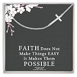 Inspired By My Girls Sterling Silver Sideways Cross Necklace with Adjustable Rolo Chain and Faith Ke