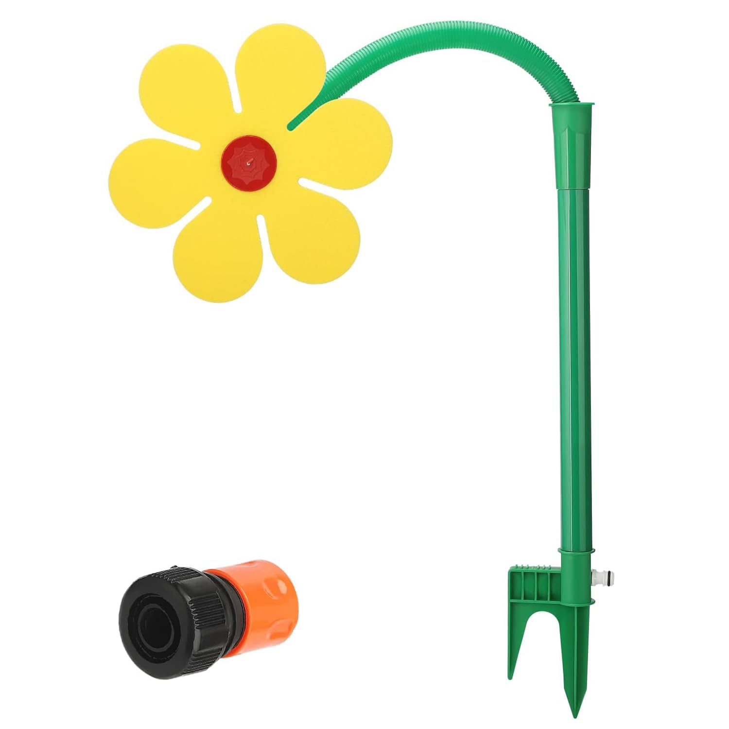 Crazy Daisy Sprinkler,360° Rotating Dancing Flower Water Sprinkler,Funny Garden Water Sprinkler with 1/2'' Adapter,Sunflower Sprinkler for Yard, Lawn & Garden Irrigation (Yellow)
