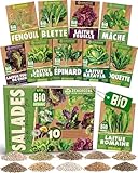 ZenGreens® - Kit de graines de légumes-feuilles bio - 10 variétés pour une culture facile dans le jardin, sur le balcon ou dans une jardinière surélevée - Semences légumes