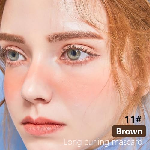 Image of Colored Mascara for Eyelashes, Voluminous Colorful Mascara, Pink Purple Blue Green Red White Black Brown Lash Pack - Lengthening, Defining, Curling, Multiplying Formula (11#-Brown)