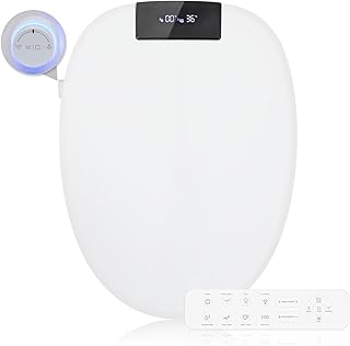CCV Upgrade Smart Bidet Toilet Seat Elongated, Warm Water, Heated Toilet Seat with Remote Control, Thermostatic Warm Water Bidet with Dryer, Kids Model, Rear and Front Wash, Slow Closes, Night Light