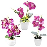 Kunstblumen im Topf: 3er Set,Künstlicher Orchideenblumen-Anzug für Tischdekoration, Heimdekoration, Büro, Hochzeit, Party-Dekoration