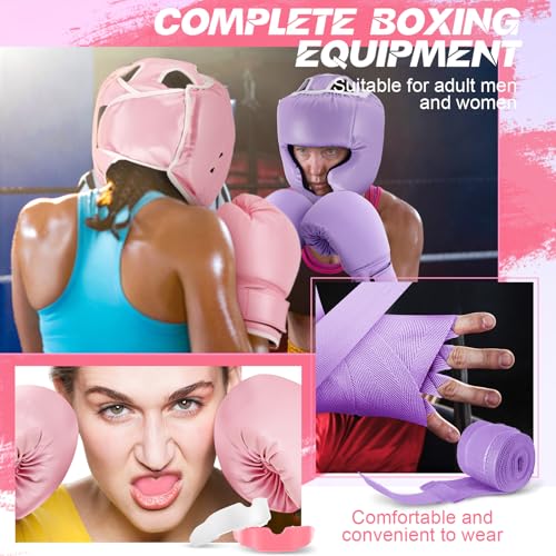 Image of Kanayu 14 Pcs Boxing Gloves and Headgear Set for Beginners Youth 16 Ounce Boxing Gloves Headgear Helmet Hand Wraps Mouth Guards Equipment for Beginners Training Equipment Gifts
