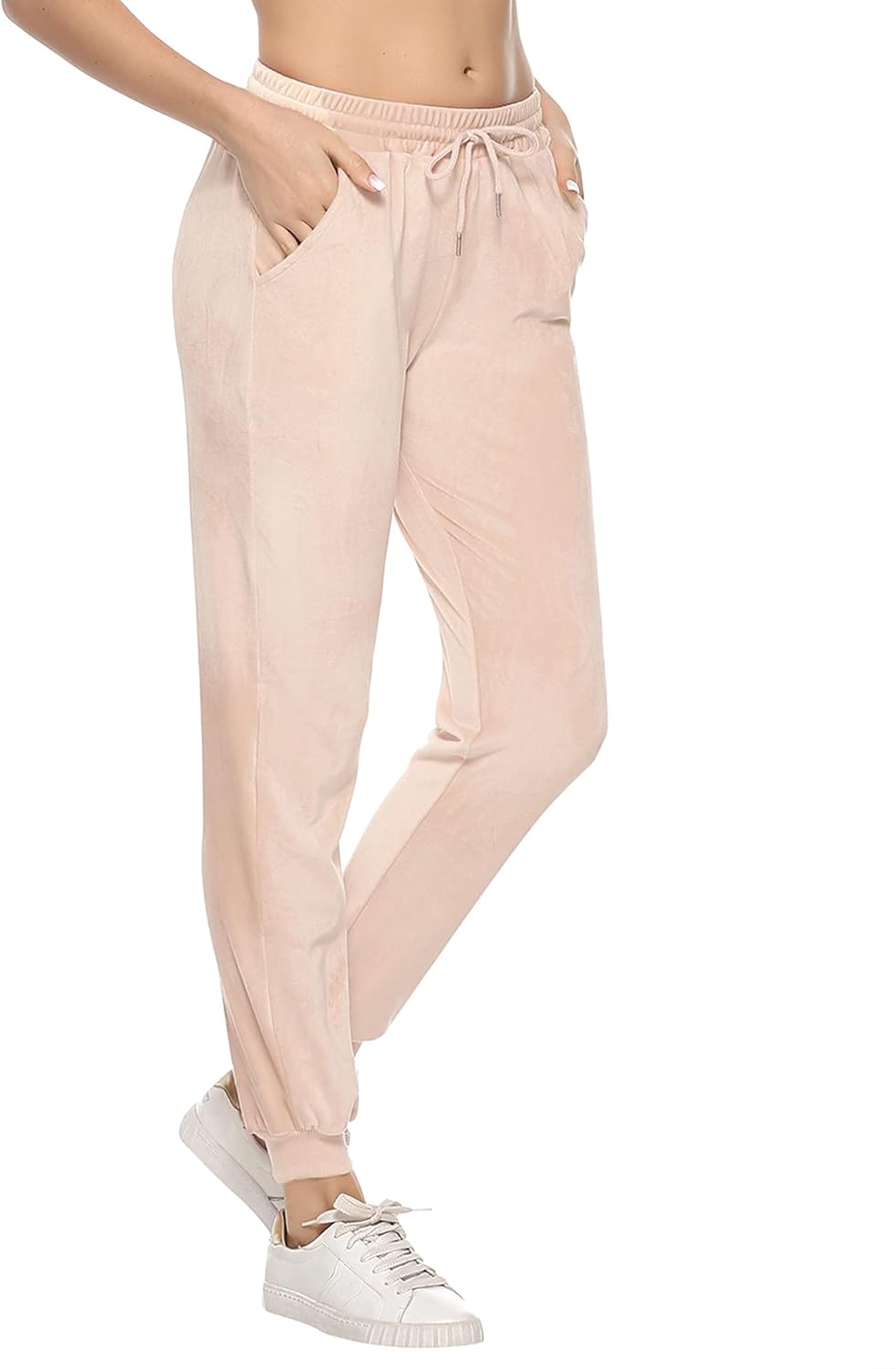 Youngull Velour Women's Joggers Pants Winter Casual Drawstring Running Sportswear Pants with Pockets Velvet Sweatpants