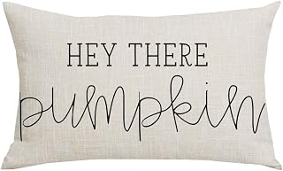 WENIANRU Black Word Art Hey There Pumpkin Fall Y'all Autumn Thanksgiving Day Home Sofa Chair Bed Decoration Lumbar Pillowcase Cotton Linen Decorative Throw Pillow Cover Case Rectangular 12 x 20 Inches