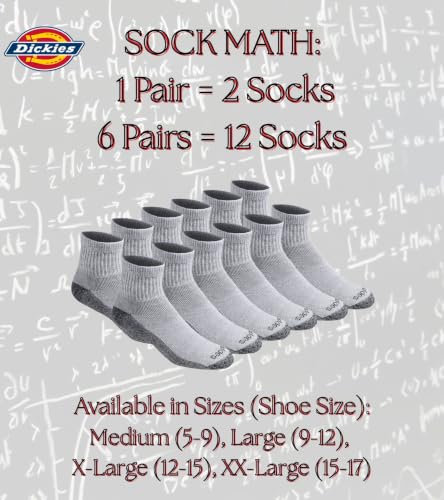 Image of Dickies Men's Dri-Tech Moisture Control Quarter Socks, Available in M-XXL (6, 12, 18 Pairs)