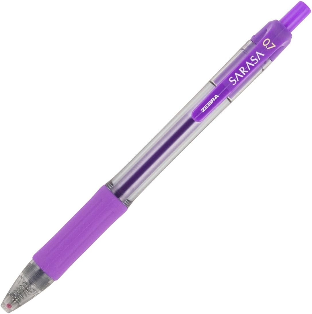 Zebra Pen Sarasa Retractable Gel Ink Pens, Medium Point 0.7mm, Fuchsia Color Rapid Dry Ink, 12-Count