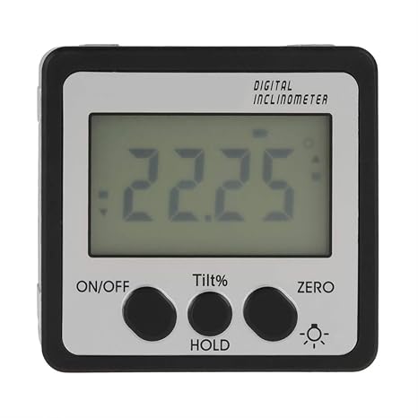 Digital Protractor, Digital Magnetic Inclinometer Angle Gauge Meter Protractor 4 x 90 gauges Digital Inclinometer(Silver)