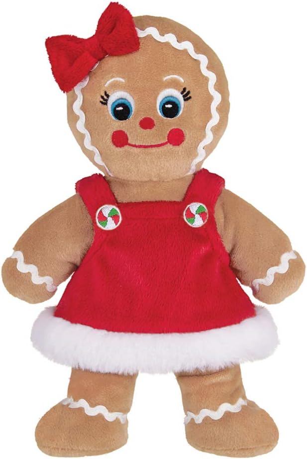 Bearington Holly Ginger Plush Stuffed Animal Gingerbread Girl, 10 Inches